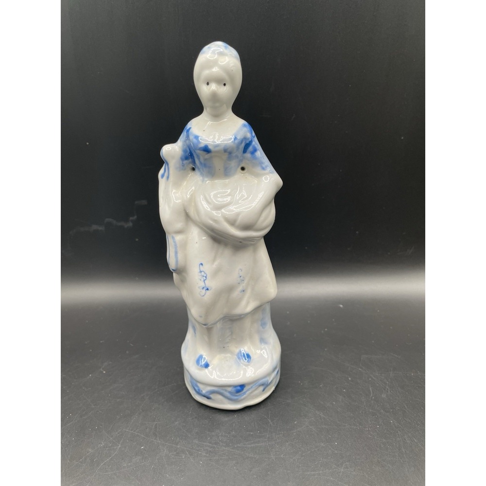 Vintage 1930s Victorian Era Chinoiserie Hand-Painted Figurine/Blue & White